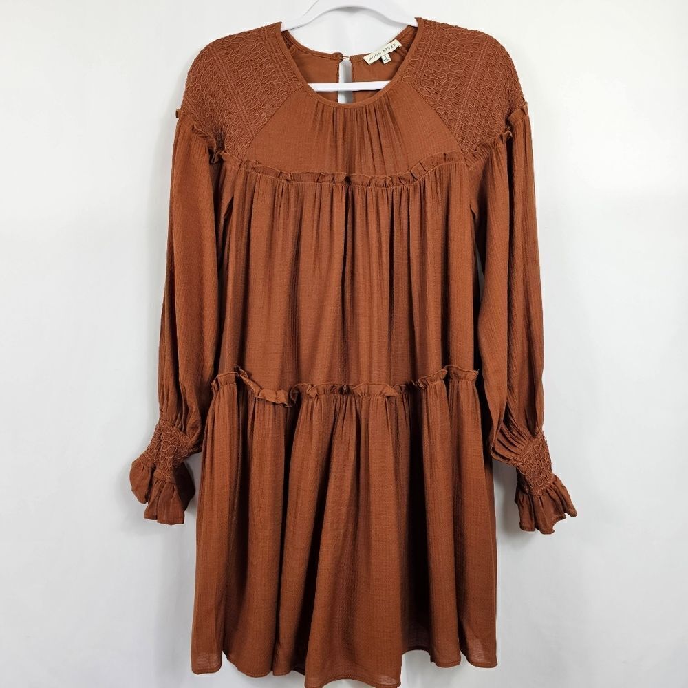 NWOT Anthropologie Moon River Feeling Grateful Dress in Rust Size S